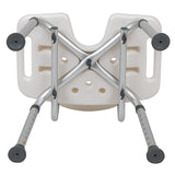 HERCULES Series Tool-Free and Quick Assembly, 300 Lb. Capacity, Adjustable White Bath & Shower Chair with U-Shaped Cutout