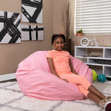 Oversized Light Bean Bag Chair for Kids and Adults in Light Pink Dots