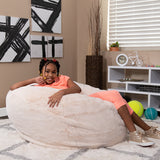 Oversized White Furry Bean Bag Chair for Kids and Adults