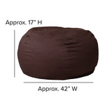 Oversized Solid Brown Bean Bag Chair for Kids and Adults