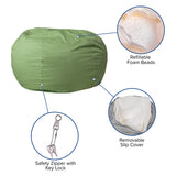 Oversized Solid Green Bean Bag Chair for Kids and Adults