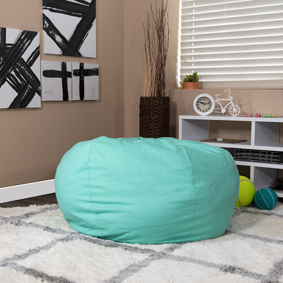 Oversized Solid Mint Green Bean Bag Chair for Kids and Adults by Office Chairs PLUS