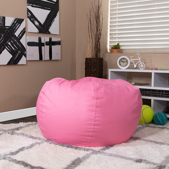 Oversized Solid Light Pink Bean Bag Chair for Kids and Adults by Office Chairs PLUS