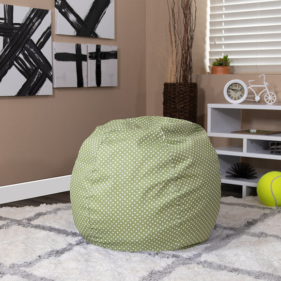 Small Green Dot Bean Bag Chair for Kids and Teens by Office Chairs PLUS