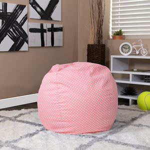 Small Light Pink Dot Bean Bag Chair for Kids and Teens by Office Chairs PLUS
