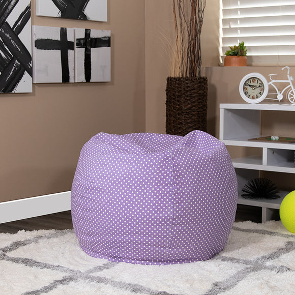 Small Lavender Dot Bean Bag Chair for Kids and Teens by Office Chairs PLUS