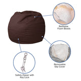Small Solid Brown Bean Bag Chair for Kids and Teens