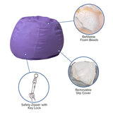 Small Solid Purple Bean Bag Chair for Kids and Teens