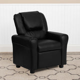 Contemporary Black LeatherSoft Kids Recliner with Cup Holder and Headrest by Office Chairs PLUS
