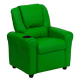 Contemporary Green Vinyl Kids Recliner with Cup Holder and Headrest by Office Chairs PLUS