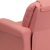 Contemporary Pink Vinyl Kids Recliner with Cup Holder and Headrest
