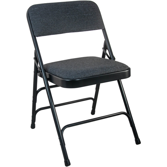 Advantage Black Padded Metal Folding Chair - Black 1-in Fabric Seat by Office Chairs PLUS