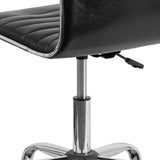 Low Back Designer Armless Black Ribbed Swivel Task Office Chair 
