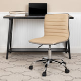 Low Back Designer Armless Tan Ribbed Swivel Task Office Chair DS-512B-TAN-GG