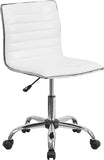 Low Back Designer Armless White Ribbed Swivel Task Office Chair 