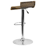 Contemporary Wicker Adjustable Height Barstool with Waterfall Seat and Chrome Base