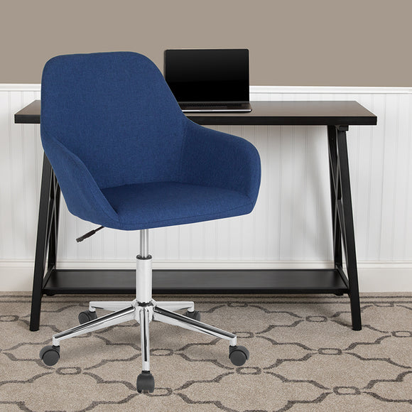 Cortana Home and Office Mid-Back Chair in Blue Fabric by Office Chairs PLUS