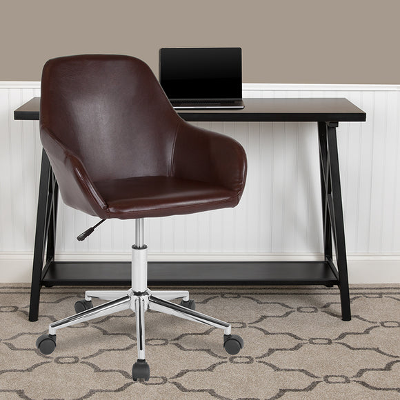 Cortana Home and Office Mid-Back Chair in Brown LeatherSoft by Office Chairs PLUS
