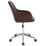 Cortana Home and Office Mid-Back Chair in Brown LeatherSoft