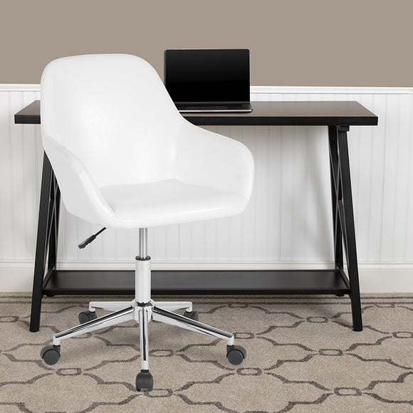 Cortana Home and Office Mid-Back Chair in White LeatherSoft by Office Chairs PLUS