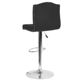 Bellagio Contemporary Adjustable Height Barstool with Accent Nail Trim in Black Fabric