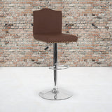 Bellagio Contemporary Adjustable Height Barstool with Accent Nail Trim in Brown Fabric by Office Chairs PLUS