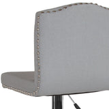 Bellagio Contemporary Adjustable Height Barstool with Accent Nail Trim in Light Gray Fabric