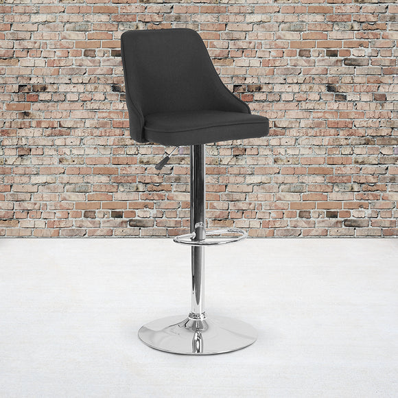 Trieste Contemporary Adjustable Height Barstool in Black Fabric by Office Chairs PLUS