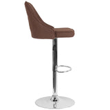 Trieste Contemporary Adjustable Height Barstool in Brown Fabric
