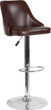 Trieste Contemporary Adjustable Height Barstool in Brown LeatherSoft