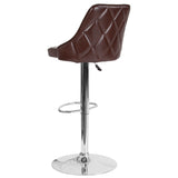 Trieste Contemporary Adjustable Height Barstool in Brown LeatherSoft