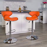 Contemporary Cozy Mid-Back Orange Vinyl Adjustable Height Barstool with Chrome Base by Office Chairs PLUS