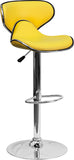 Contemporary Cozy Mid-Back Yellow Vinyl Adjustable Height Barstool with Chrome Base