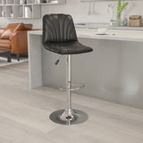 Contemporary Black Vinyl Adjustable Height Barstool with Embellished Stitch Design and Chrome Base by Office Chairs PLUS