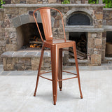 Commercial Grade 30" High Copper Metal Indoor-Outdoor Barstool with Back by Office Chairs PLUS