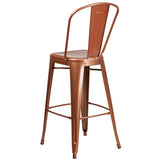 Commercial Grade 30" High Copper Metal Indoor-Outdoor Barstool with Back