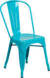 Commercial Grade Crystal Teal-Blue Metal Indoor-Outdoor Stackable Chair