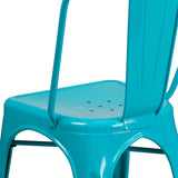 Commercial Grade Crystal Teal-Blue Metal Indoor-Outdoor Stackable Chair