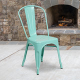 Commercial Grade Mint Green Metal Indoor-Outdoor Stackable Chair by Office Chairs PLUS