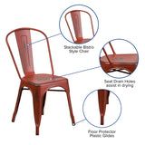 Commercial Grade Distressed Kelly Red Metal Indoor-Outdoor Stackable Chair