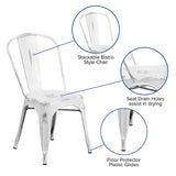 Commercial Grade Distressed White Metal Indoor-Outdoor Stackable Chair