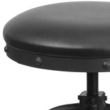 24'' Counter Height Stool with Swivel Lift Black LeatherSoft Seat