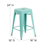 Commercial Grade 24" High Backless Mint Green Indoor-Outdoor Counter Height Stool