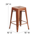 Commercial Grade 24" High Backless Copper Indoor-Outdoor Counter Height Stool