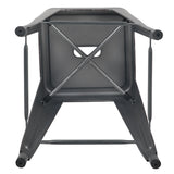 Commercial Grade 24" High Backless Distressed Silver Gray Metal Indoor-Outdoor Counter Height Stool