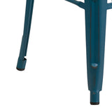 Commercial Grade 30" High Backless Distressed Antique Blue Metal Indoor-Outdoor Barstool