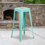 Commercial Grade 30" High Backless Mint Green Indoor-Outdoor Barstool by Office Chairs PLUS