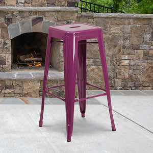 Commercial Grade 30" High Backless Purple Indoor-Outdoor Barstool by Office Chairs PLUS