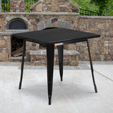 Commercial Grade 31.5" Square Black Metal Indoor-Outdoor Table by Office Chairs PLUS