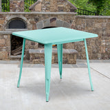Commercial Grade 31.5" Square Mint Green Metal Indoor-Outdoor Table by Office Chairs PLUS